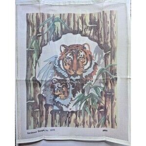 Vintage Tiger in Bamboo Needlepoint Kit Candamar Designs Something Special 30064
